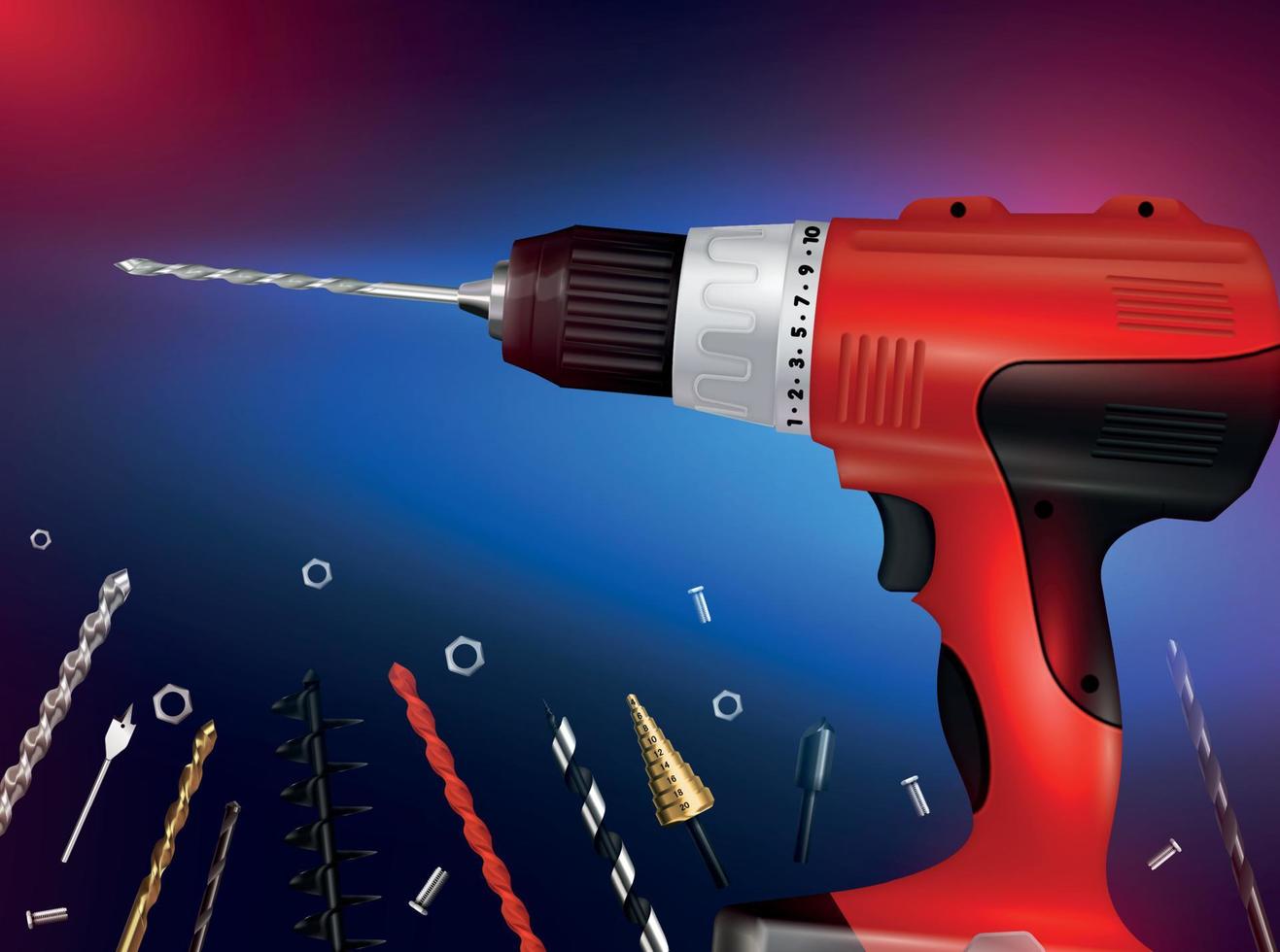 Drilling Machine Realistic Gradient Background vector