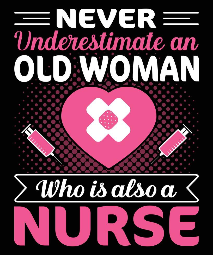 Nurse Typography T-Shirt Design. vector