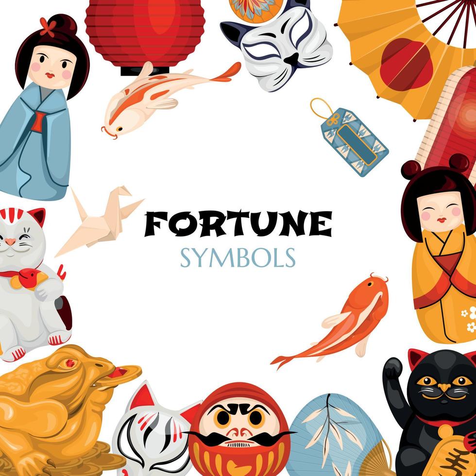 Fortune Symbols Japanese Composition vector