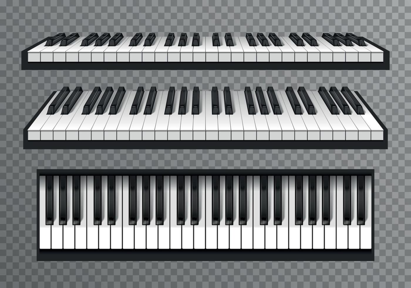 Realistic Piano Transparent Set vector