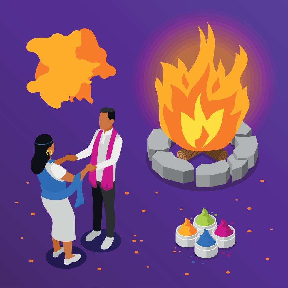 Holi Isometric Violet Background vector