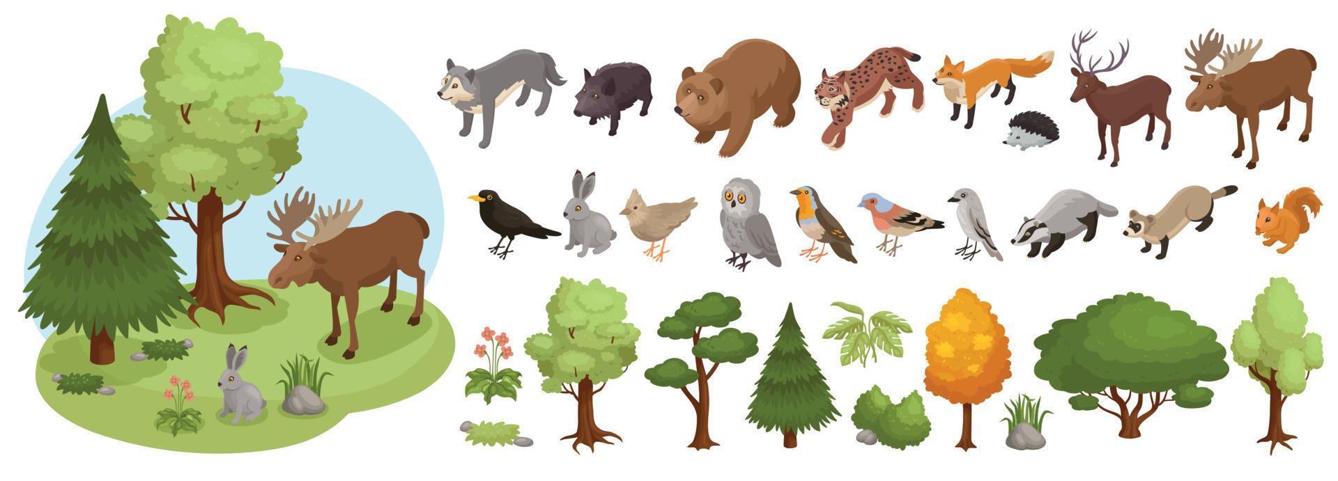 conjunto grande de animales del bosque vector