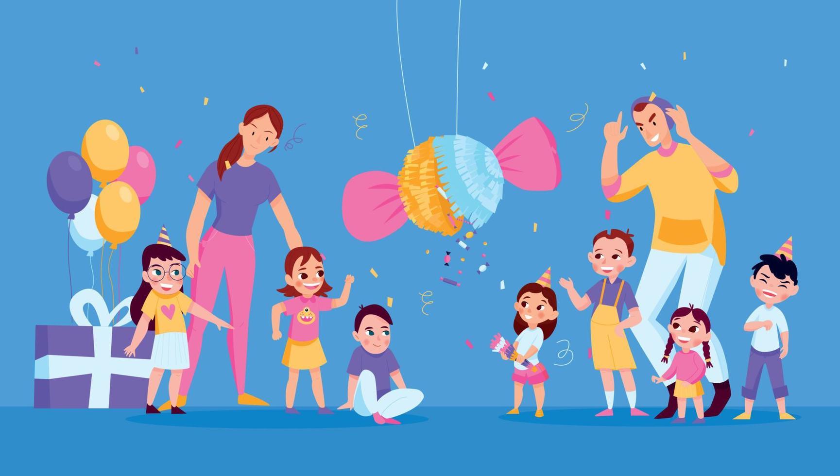 Colored Mexican Pinatas Composition vector