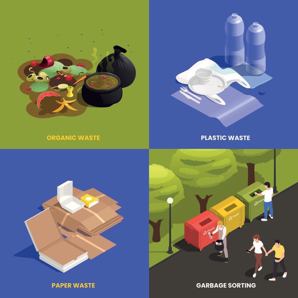 Isometric Waste Design Concept vector