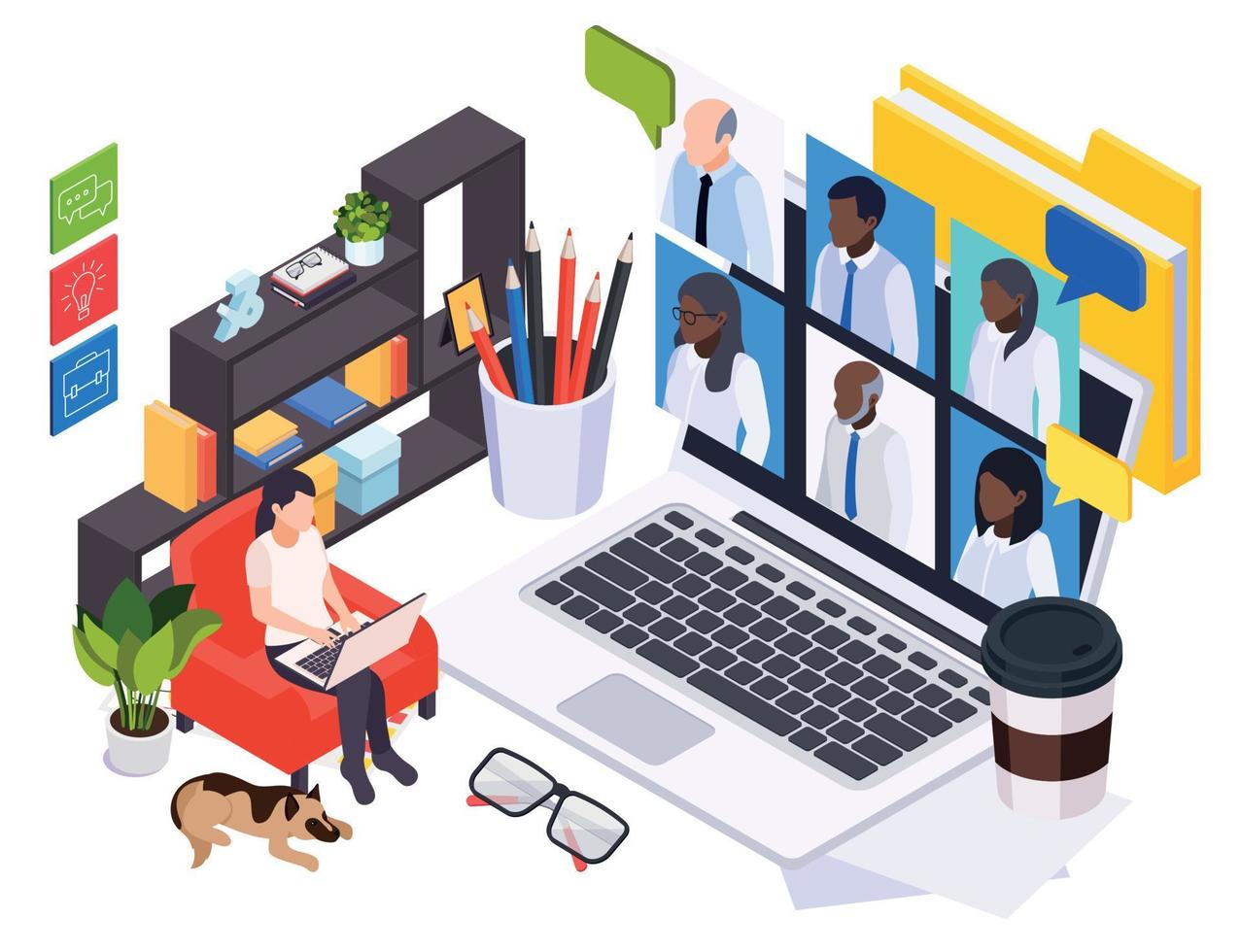 Online Conference Isometric Illustration vector