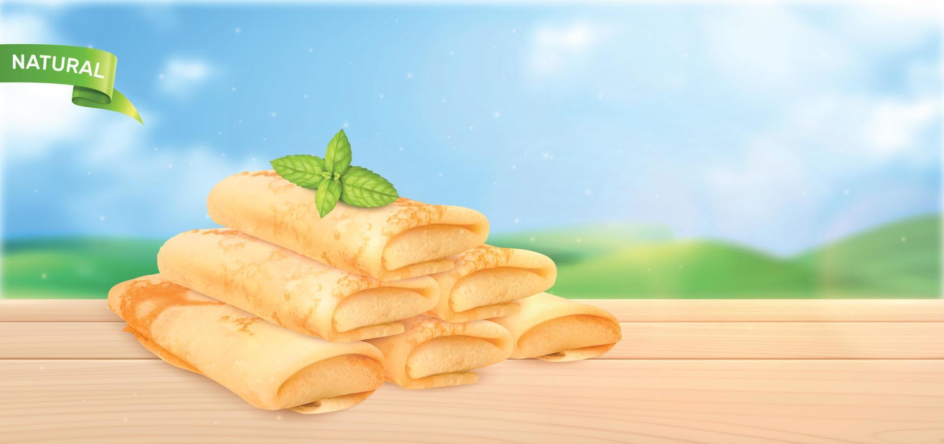 Maslenitsa Pancake Realistic Background vector