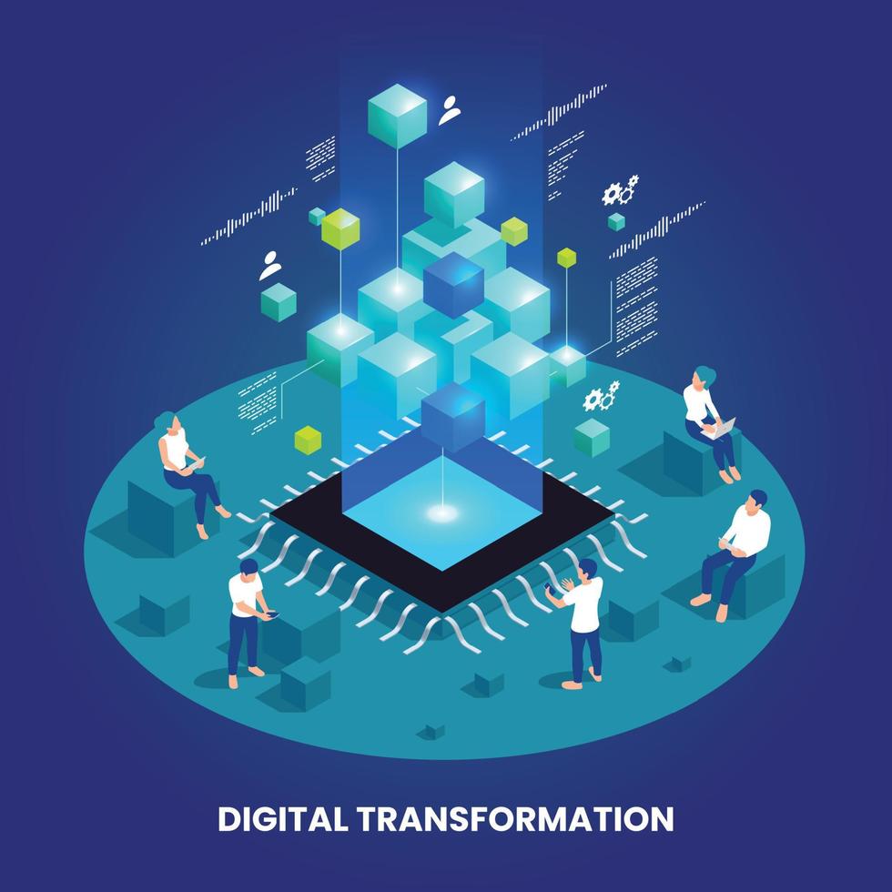 Digital Transformation Isometric vector