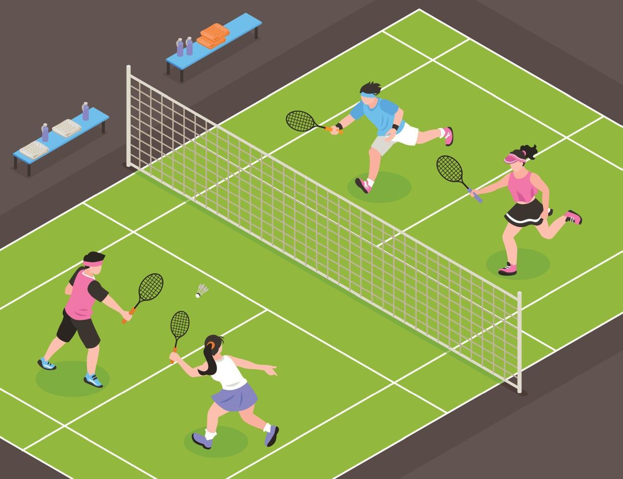 Badminton Mixed Doubles Composition vector