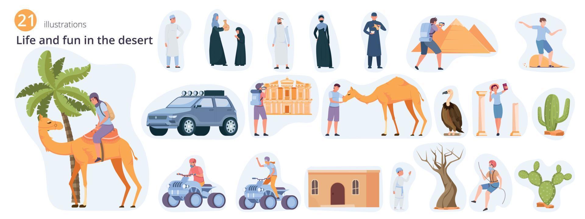 Desert Life Icons Collection vector