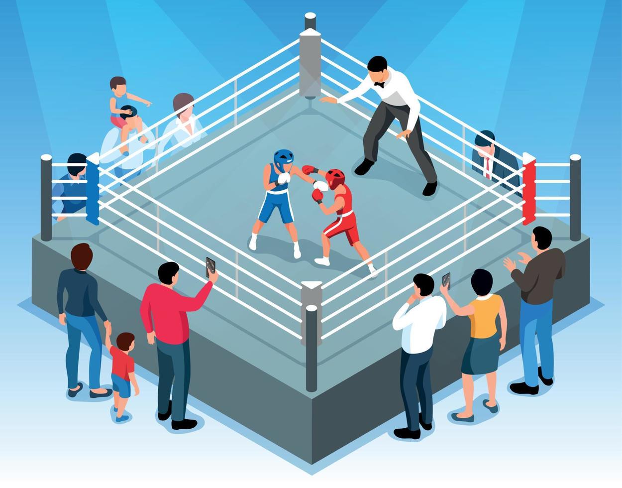 composición del ring de boxeo para niños vector