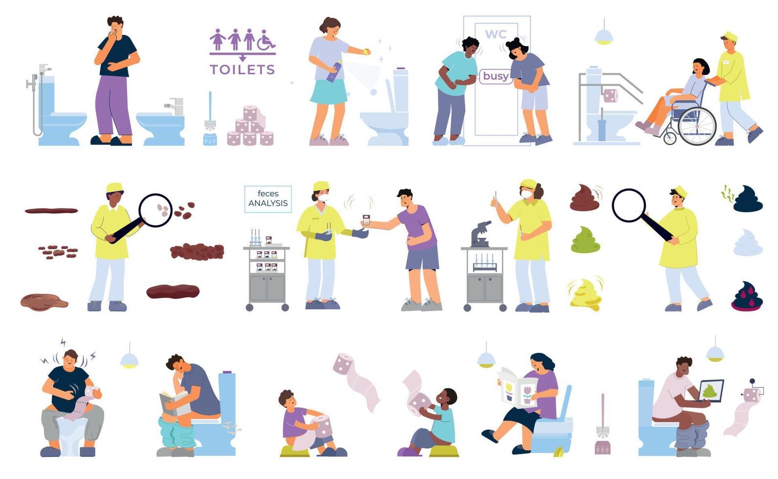 Poop Flat Icon Set vector
