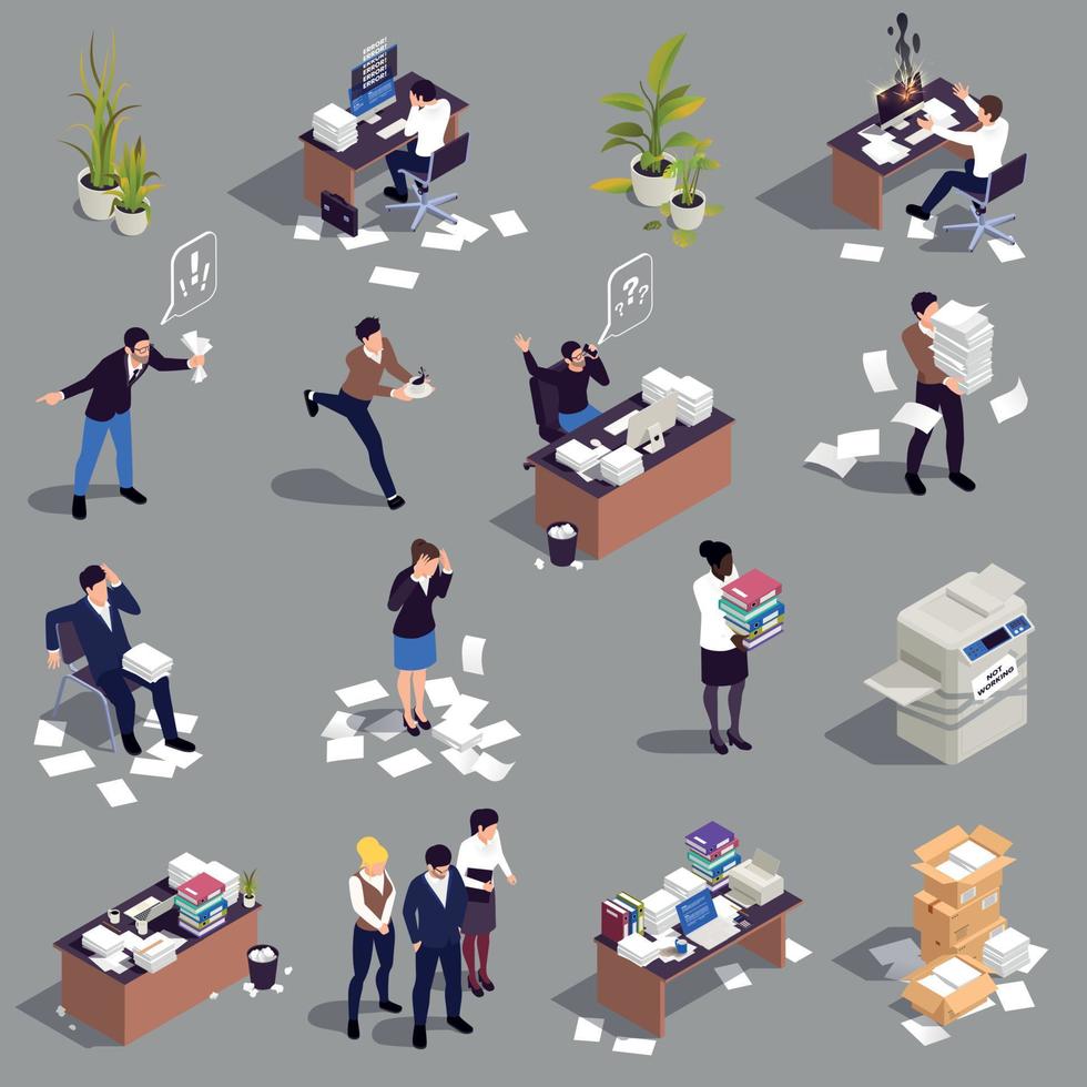 Disorganized Office Work Set vector