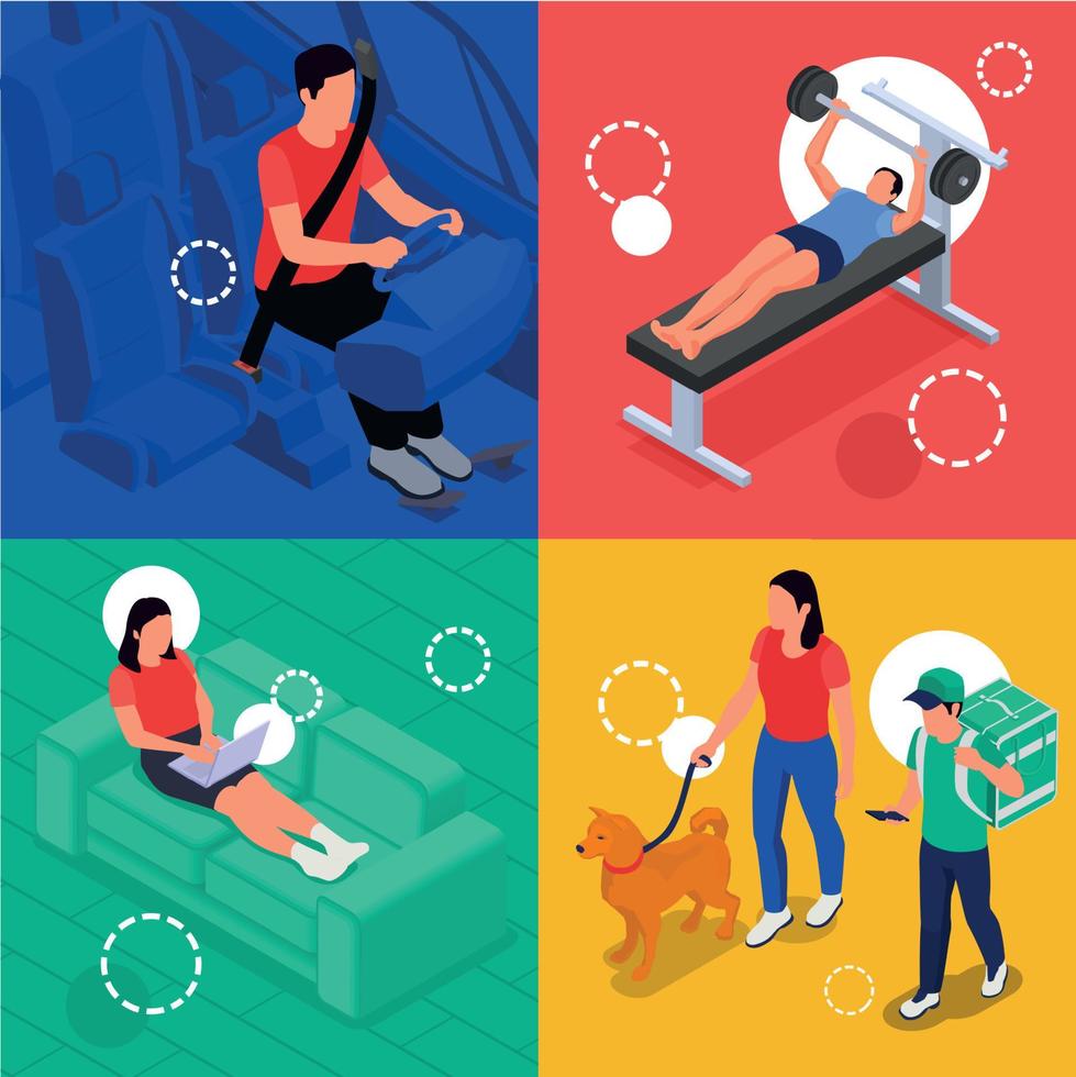 Physical Activity Isometric Set vector