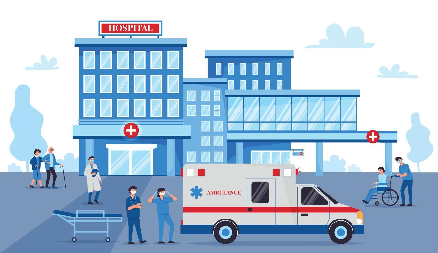 Hospital Building Outside Composition vector