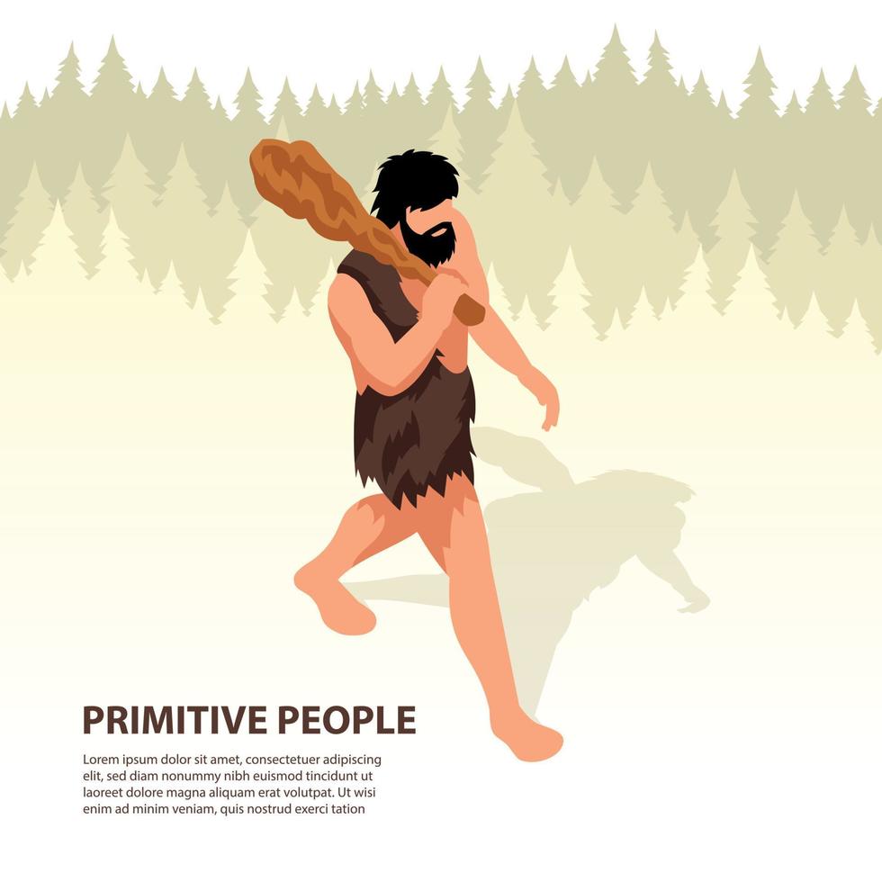 Isometric Primitive People Background vector