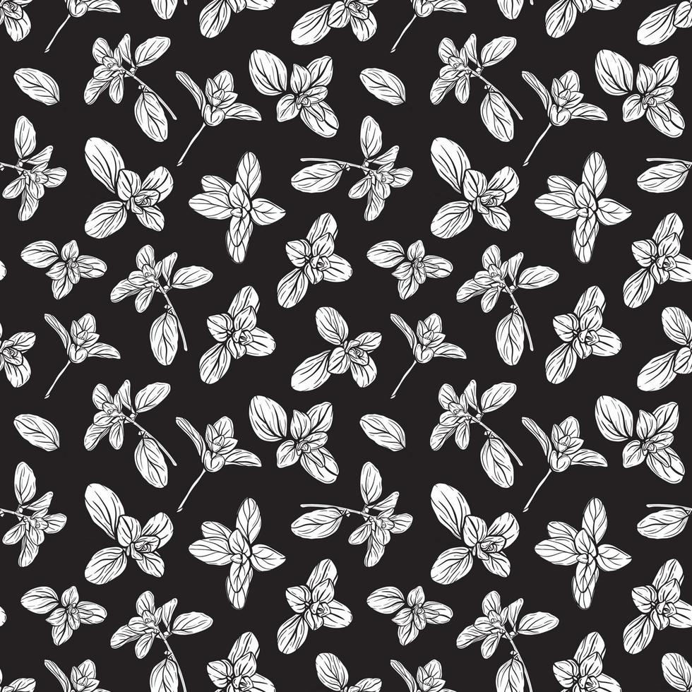 seamless pattern with basil leaves. vector
