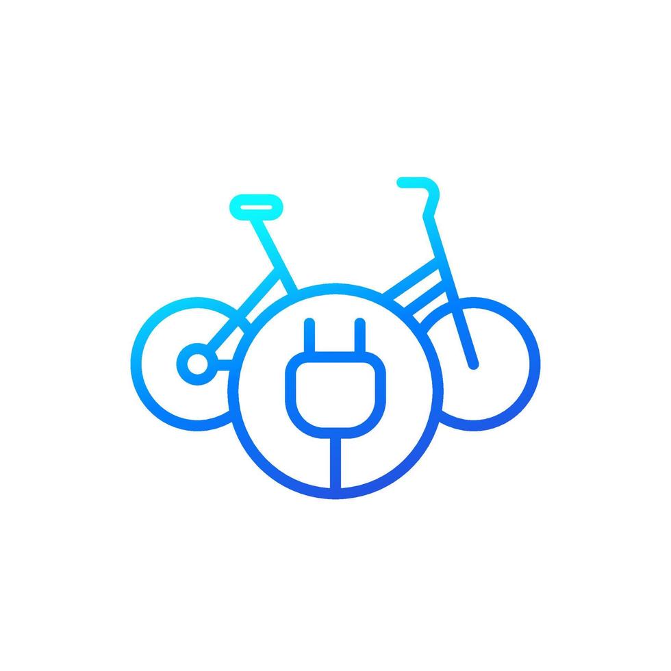 icono de línea de bicicleta eléctrica con un enchufe vector
