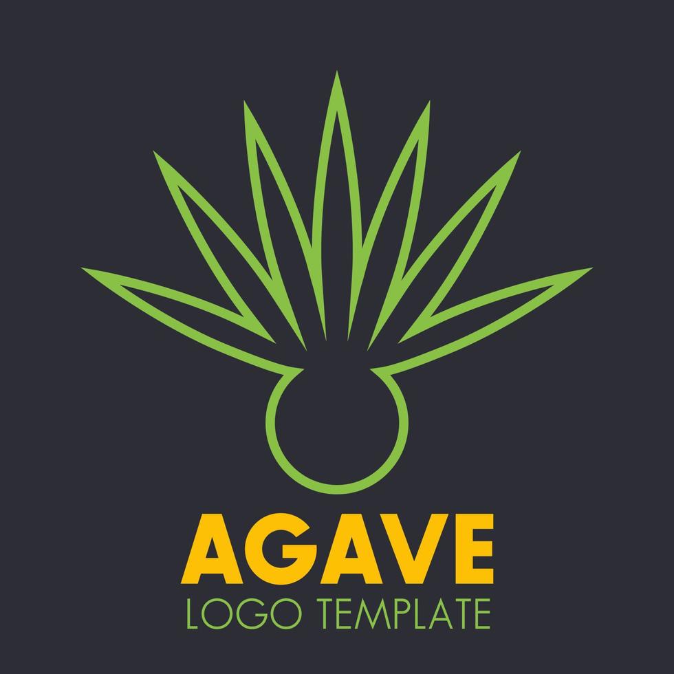 plantilla de logotipo de planta de agave en la oscuridad vector