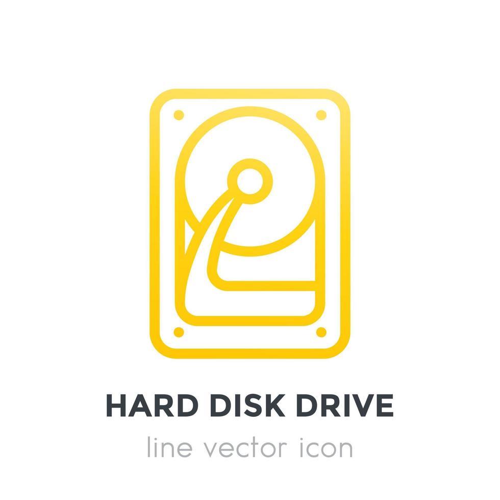 hdd, icono de línea de disco duro vector