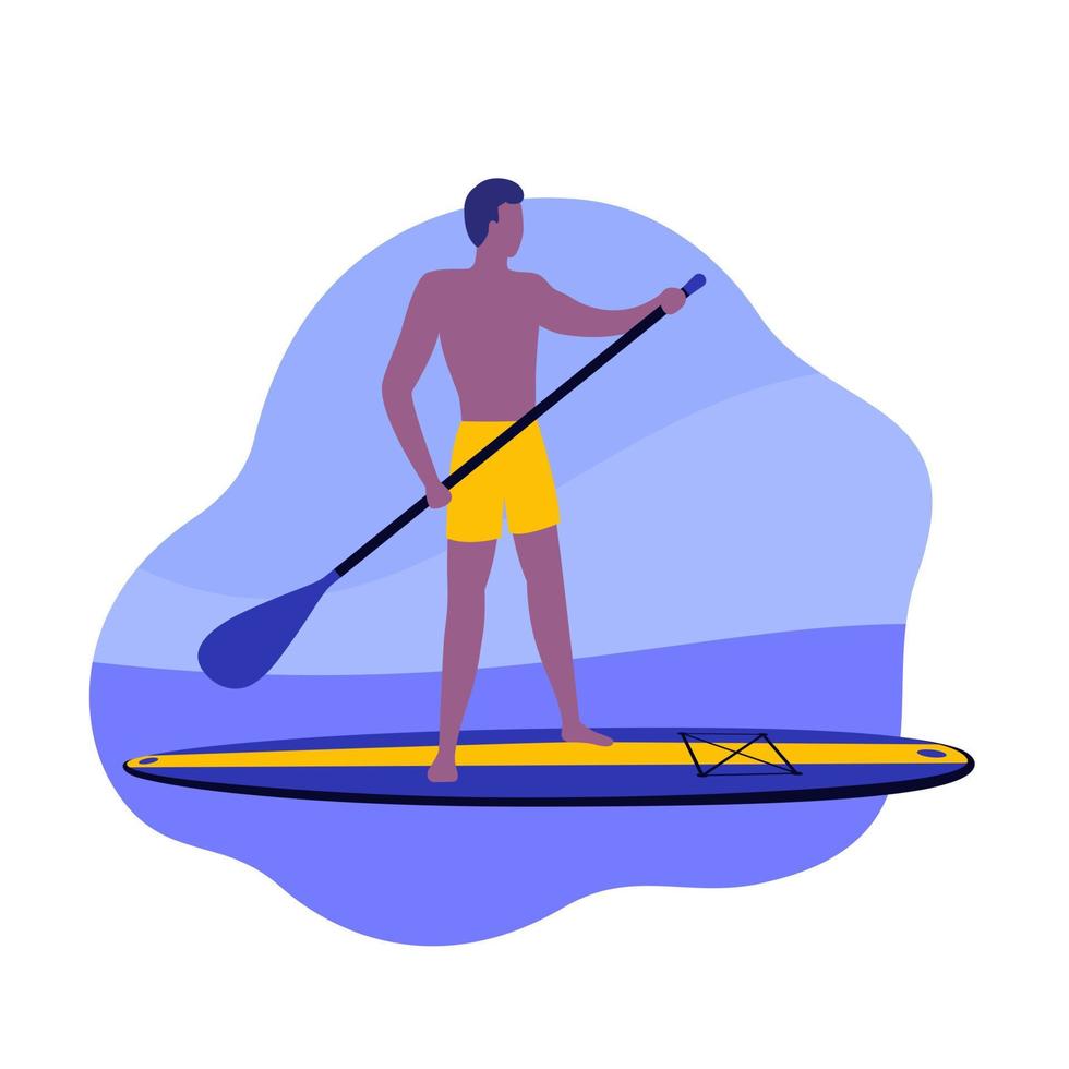 hombre en una tabla de sup con una paleta, arte vectorial vector