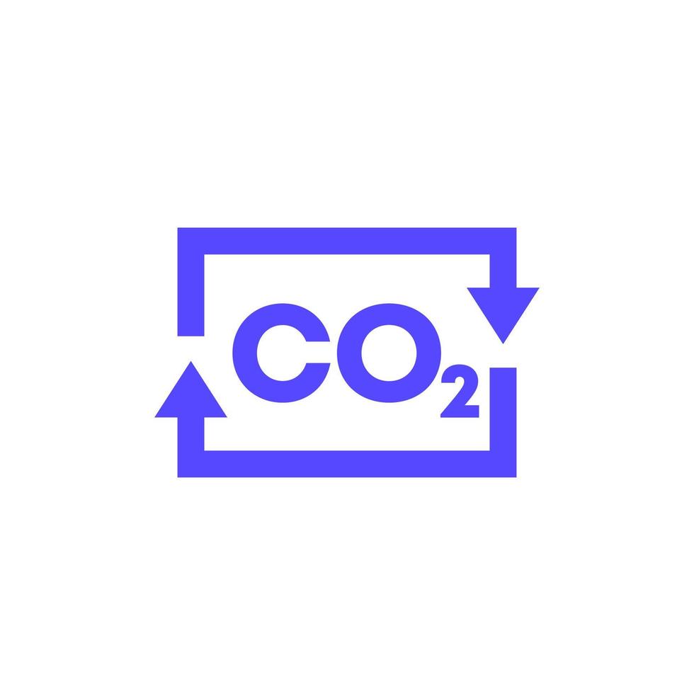 dióxido de carbono, icono de gas co2 en blanco vector