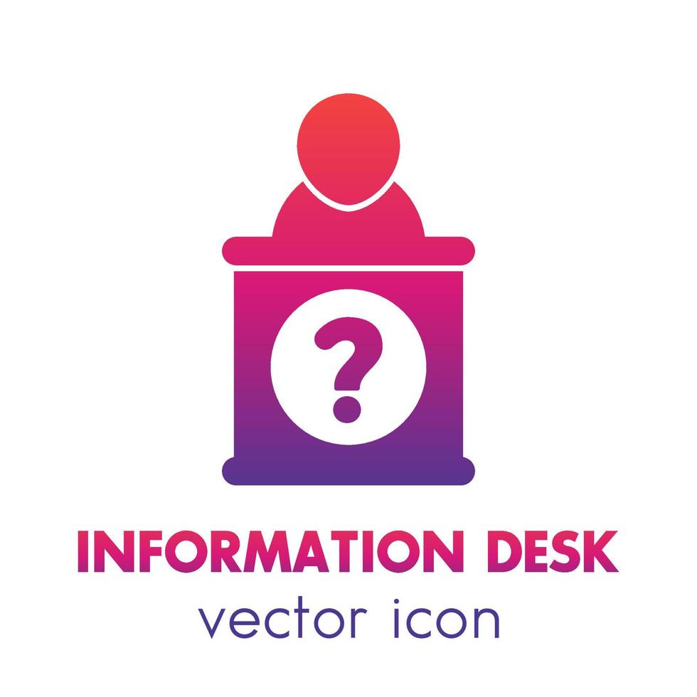 icono del mostrador de información, señal de soporte de información en blanco vector