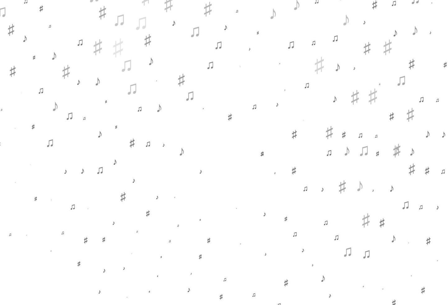 Fondo de vector gris plateado claro con símbolos musicales.