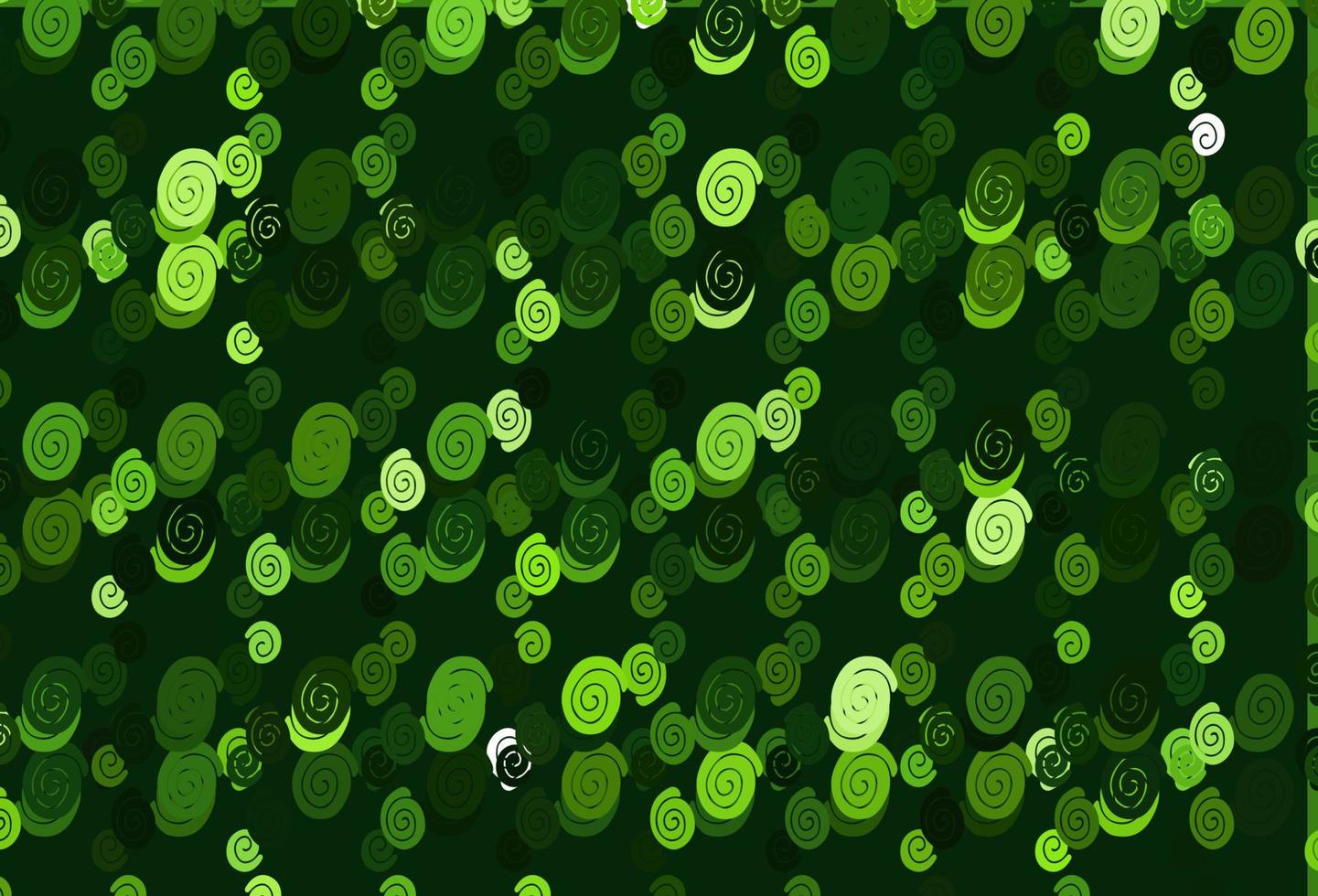 patrón de vector verde claro con círculos curvos.