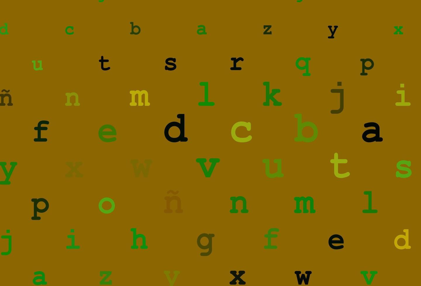 Dark green, yellow vector pattern with ABC symbols.