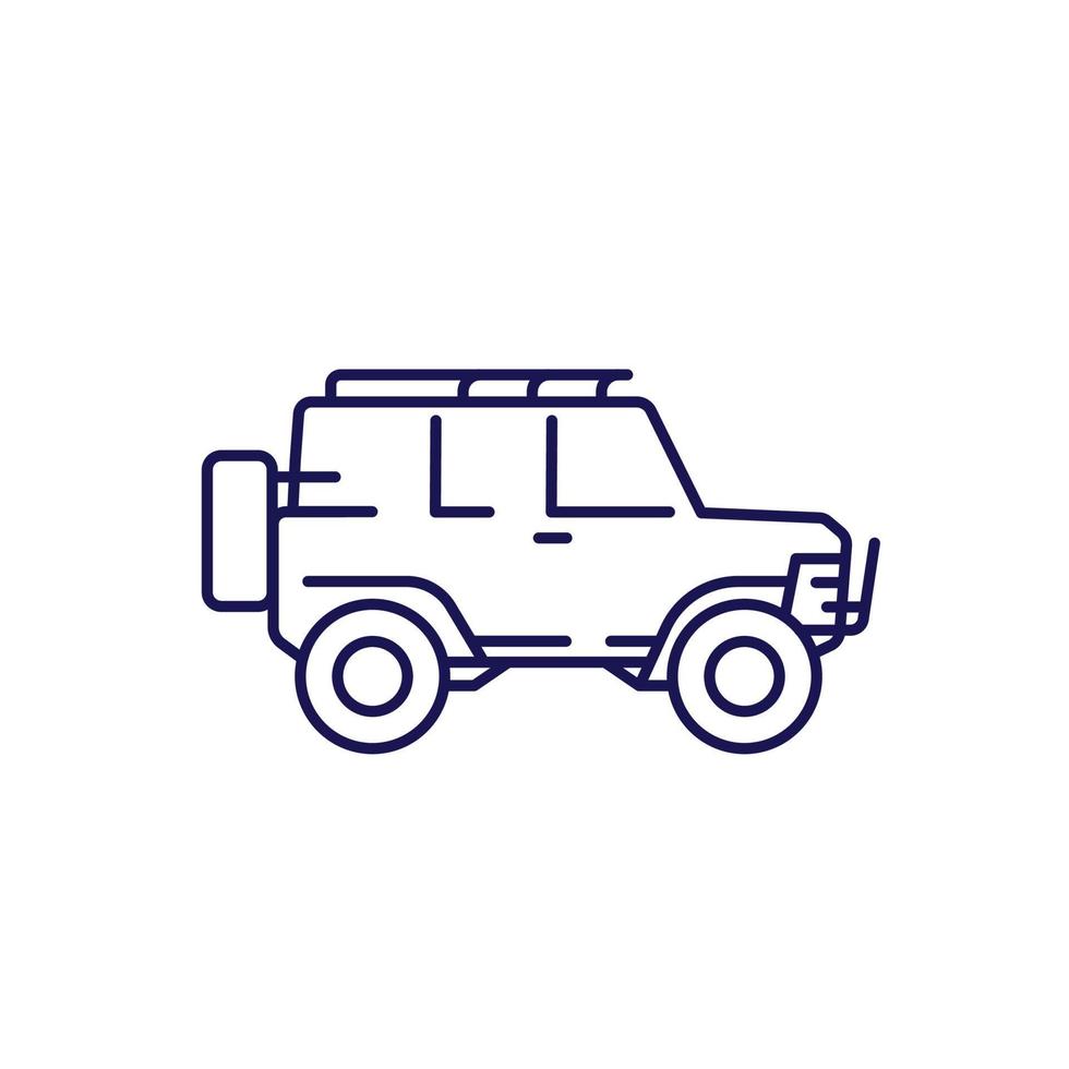 off-road car, suv line icon vector