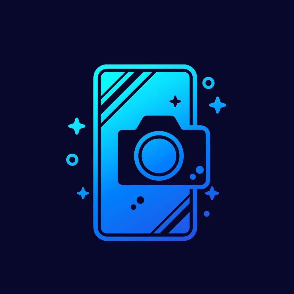 Mobile photo, camera and a phone, vector