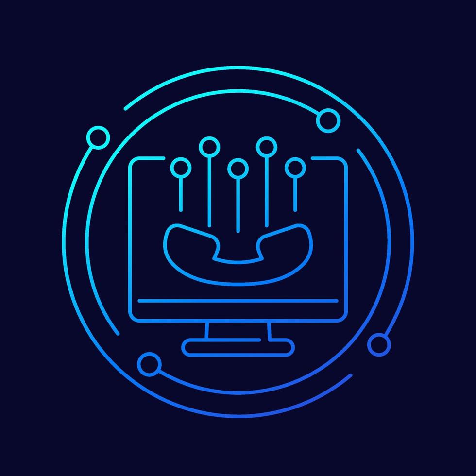 Voip phone call line icon for web vector