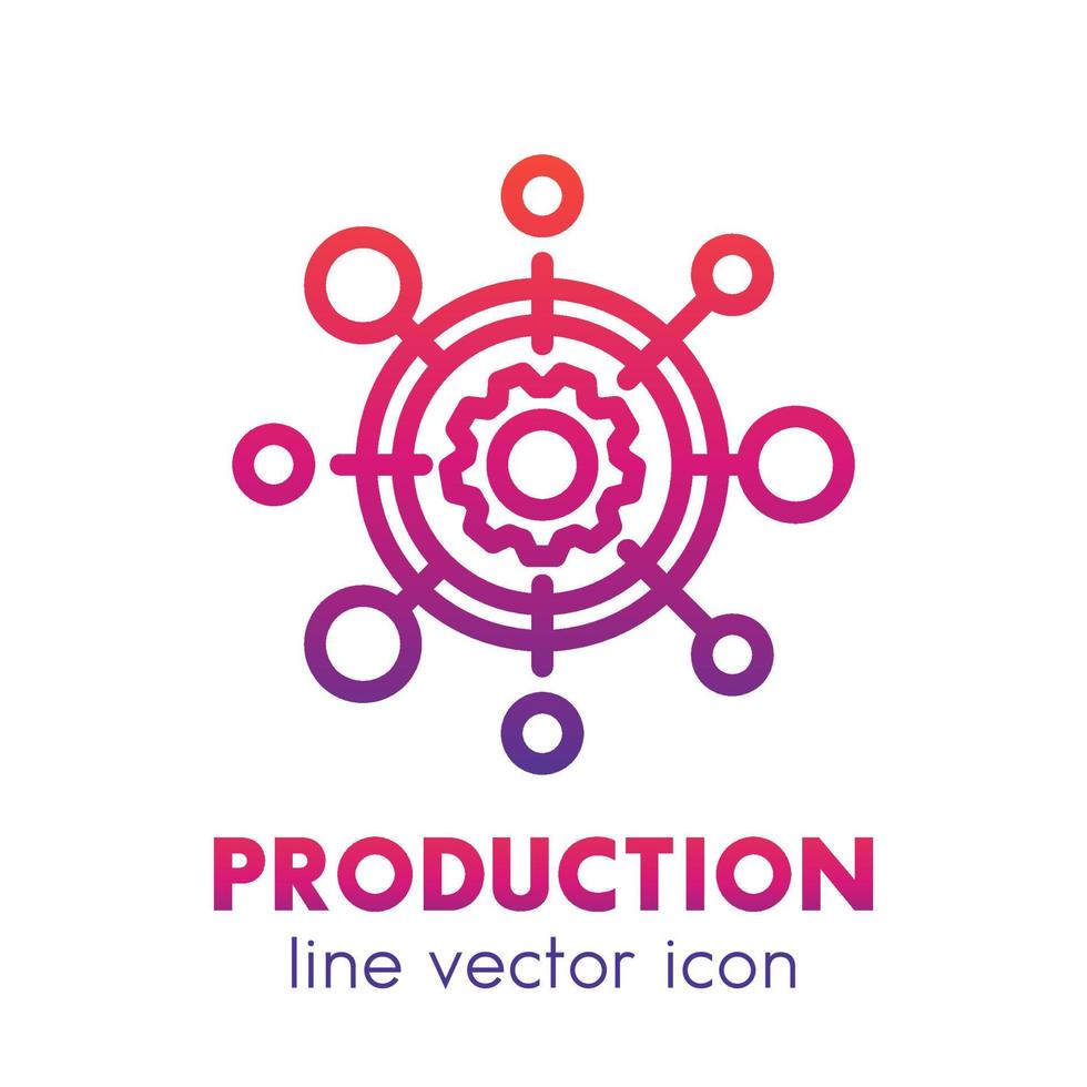 icono de línea de vector de producción sobre blanco