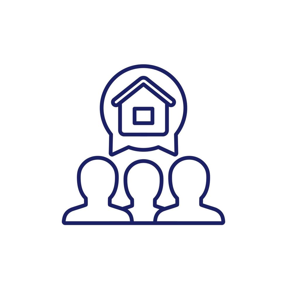 tenants line icon, house residents vector