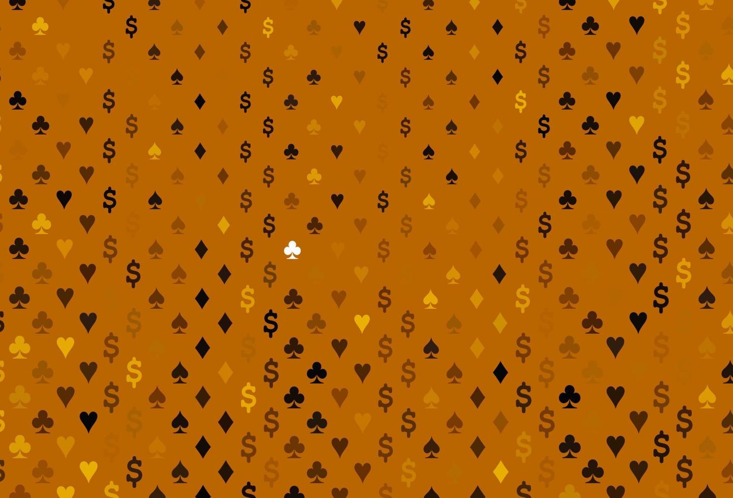 Dark yellow, orange vector texture with playing cards.