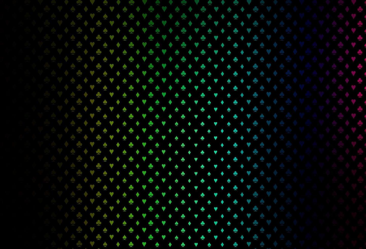 Dark multicolor, rainbow vector background with cards signs.