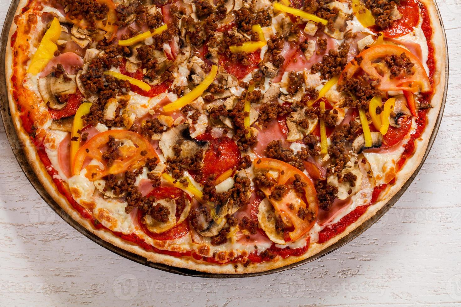 Pizza with minced meat photo