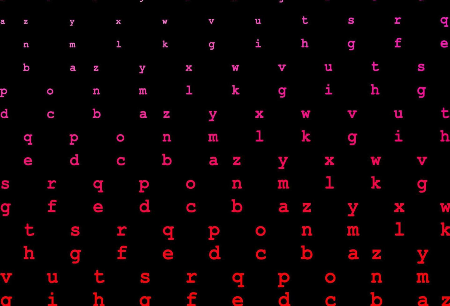 Dark purple, pink vector background with signs of alphabet.