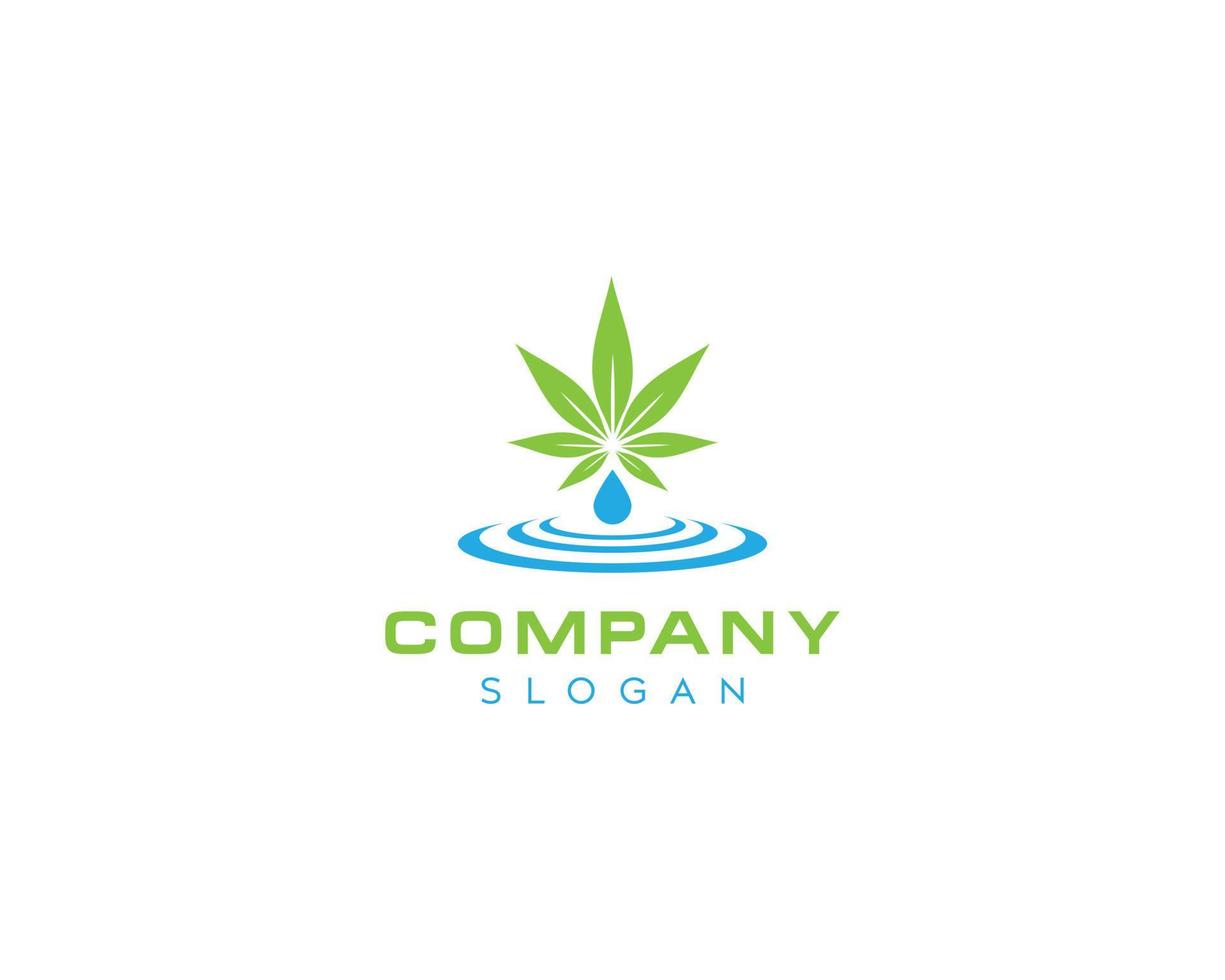 diseño de logotipo de agua de gota de hoja de cannabis, cannabis, diseño de logotipo de vector de gota de aceite de agua