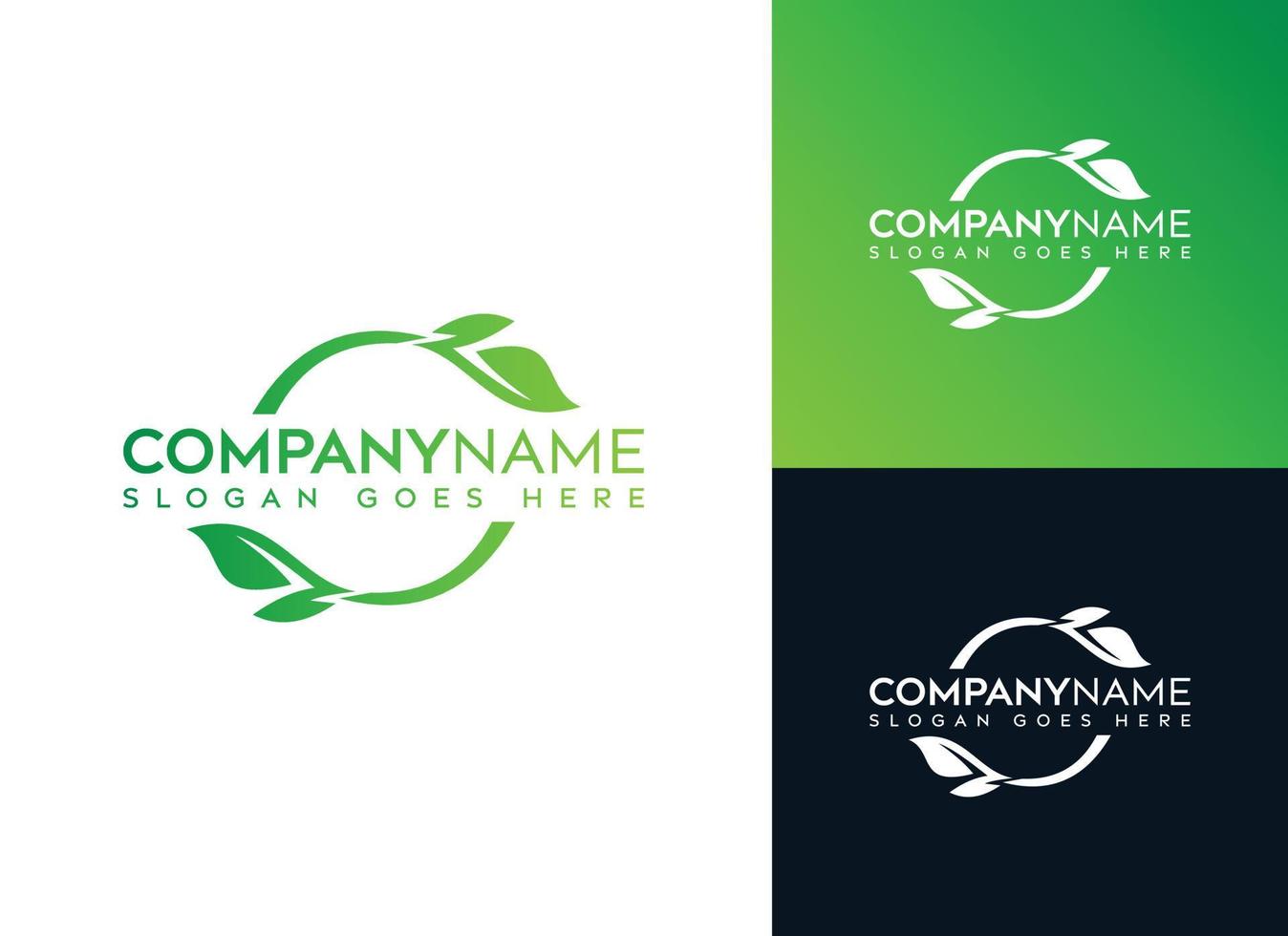 Green leaf rounded logo design-leaf logo design-colorful leaf logo vector