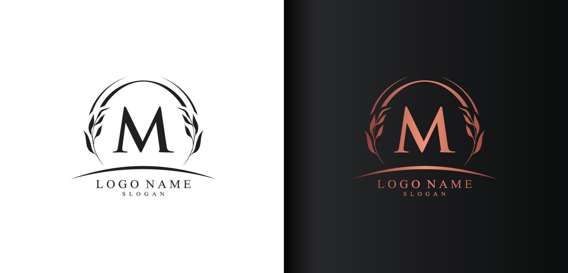 Abstract letter M logo design, luxury style letter logo, text M icon vector design