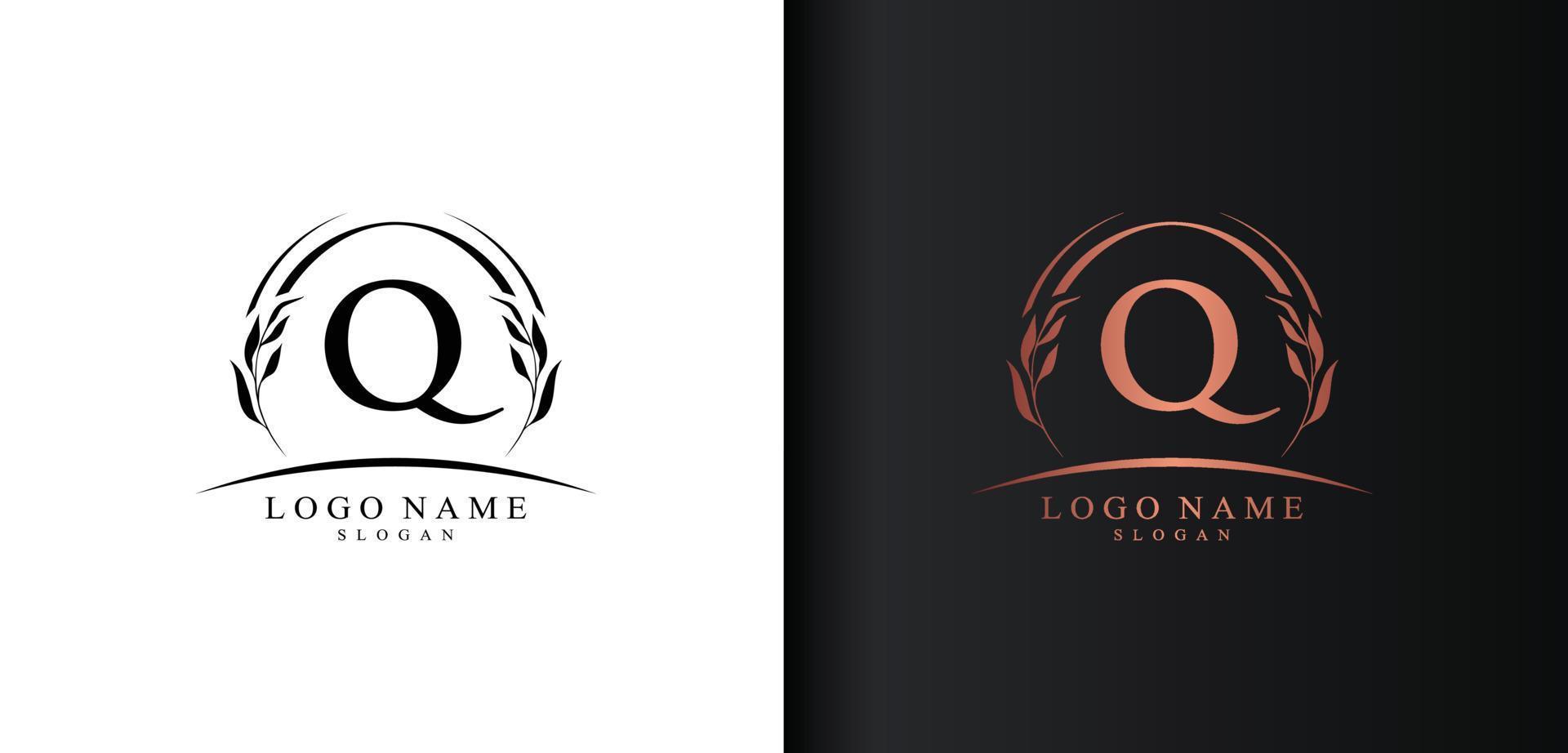 Abstract letter Q logo design, luxury style letter logo, text Q icon vector design