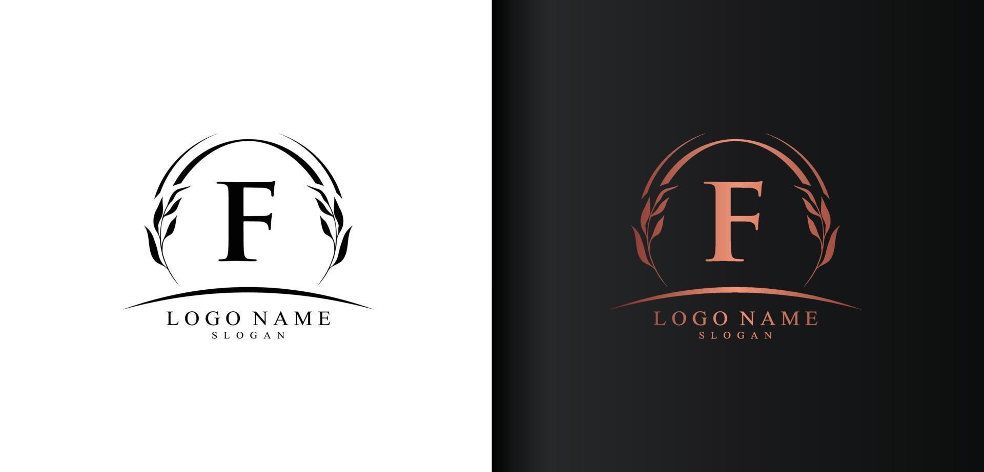 Abstract letter F logo design, luxury style letter logo, text F icon vector design