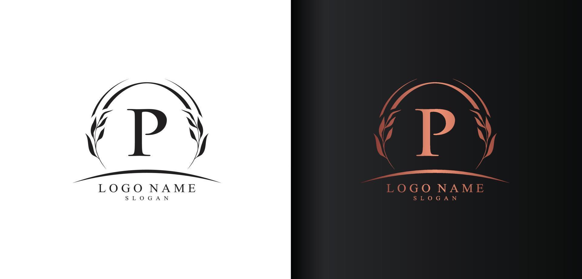 Abstract letter P logo design, luxury style letter logo, text P icon vector design