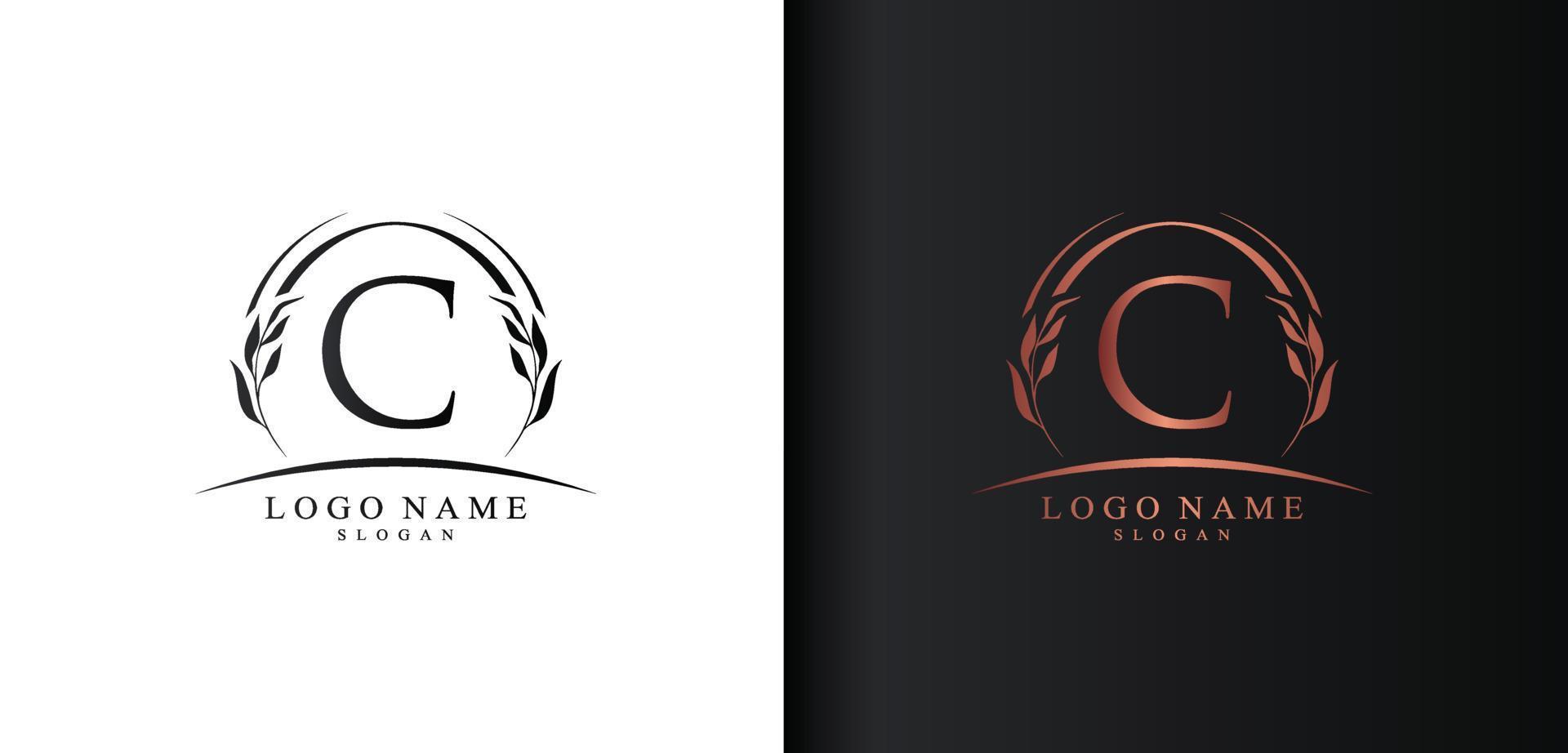 Abstract letter C logo design, luxury style letter logo, text C icon vector design