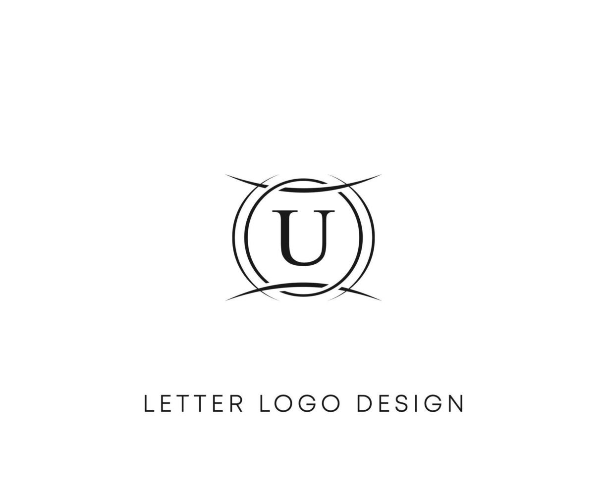 Abstract letter U logo design, minimalist style letter logo, text U icon vector design