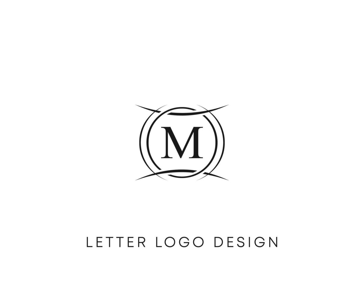 Abstract letter M logo design, minimalist style letter logo, text M icon vector design