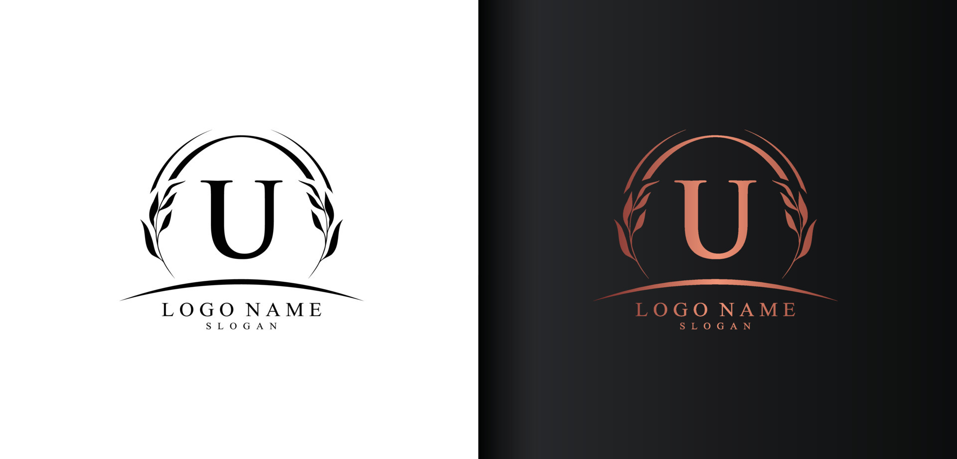 Abstract letter U logo design, luxury style letter logo, text U icon