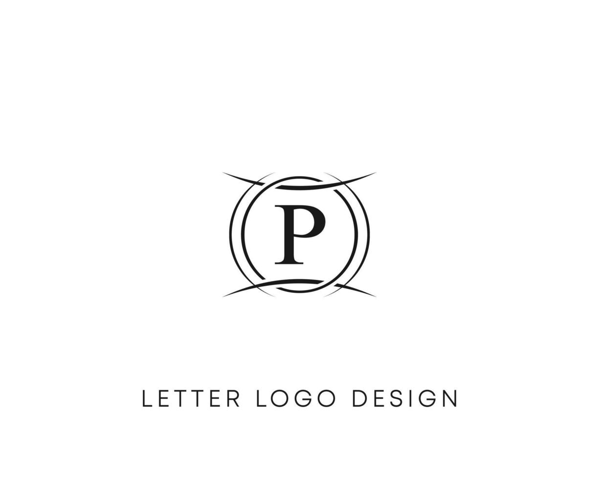 Abstract letter P logo design, minimalist style letter logo, text P icon vector design