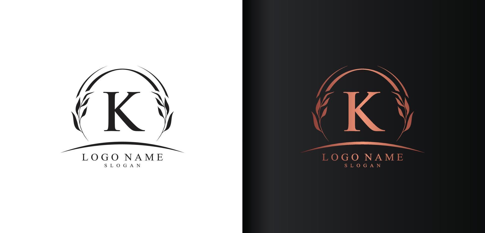 Abstract letter K logo design, luxury style letter logo, text K icon vector design